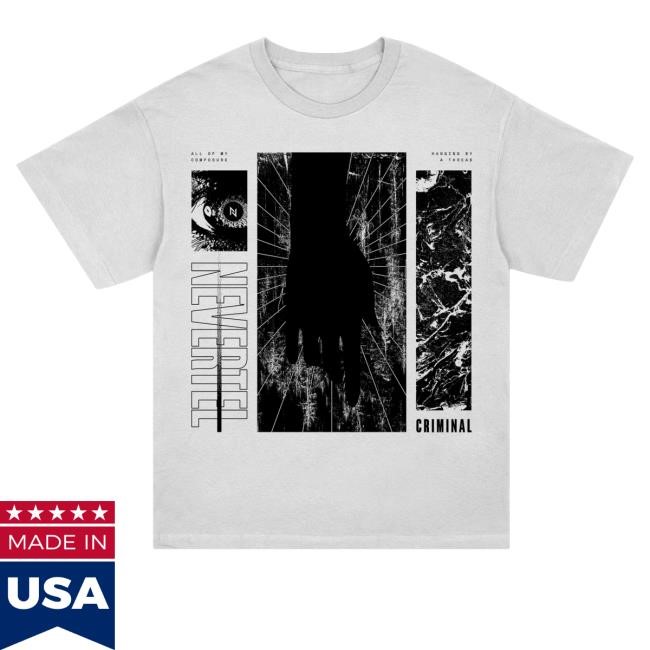 Nevertel Merch Criminal Hoodie White - New Tee Print